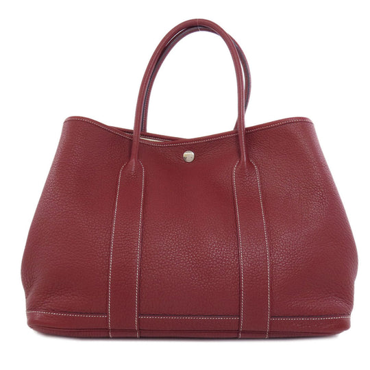 HERMES Tote Bag Taurillon Clemence Red Garden Party PM SilverMetal Women Used Authentic