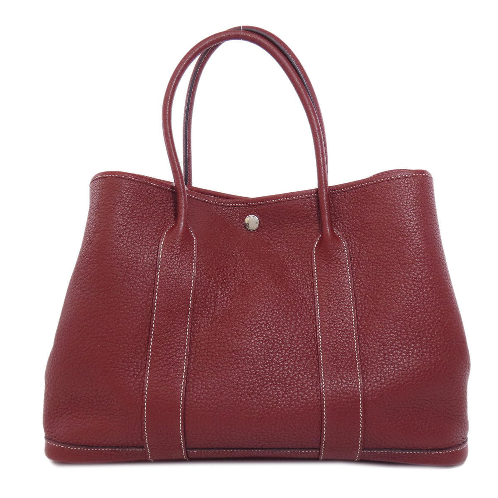 HERMES Tote Bag Taurillon Clemence Red Garden Party PM SilverMetal Women Used Authentic