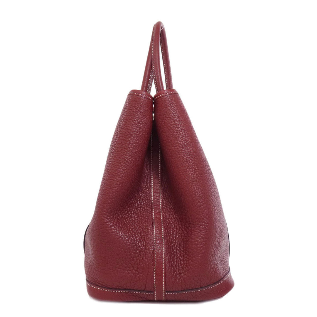 HERMES Tote Bag Taurillon Clemence Red Garden Party PM SilverMetal Women Used Authentic