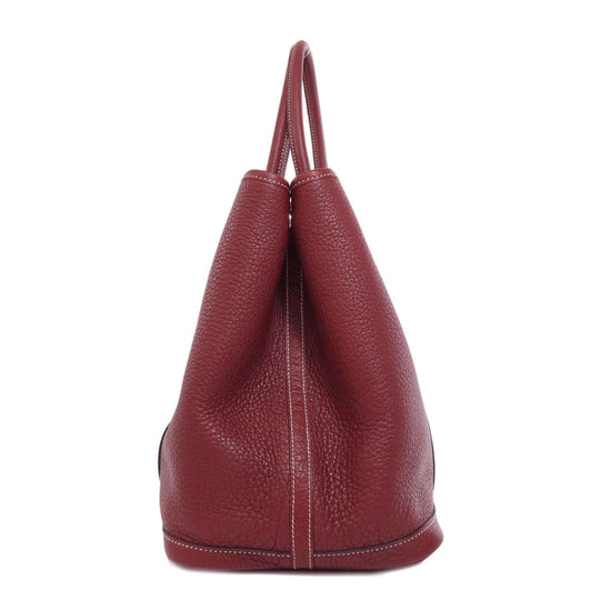 HERMES Tote Bag Taurillon Clemence Red Garden Party PM SilverMetal Women Used Authentic