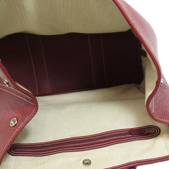 HERMES Tote Bag Taurillon Clemence Red Garden Party PM SilverMetal Women Used Authentic