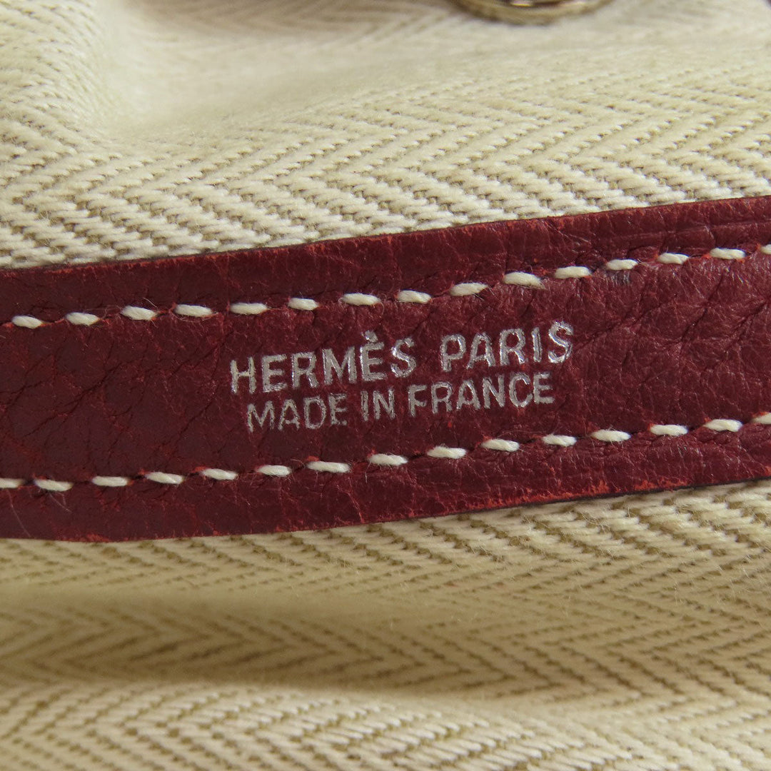 HERMES Tote Bag Taurillon Clemence Red Garden Party PM SilverMetal Women Used Authentic