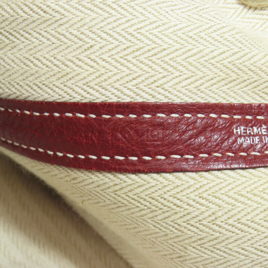 HERMES Tote Bag Taurillon Clemence Red Garden Party PM SilverMetal Women Used Authentic