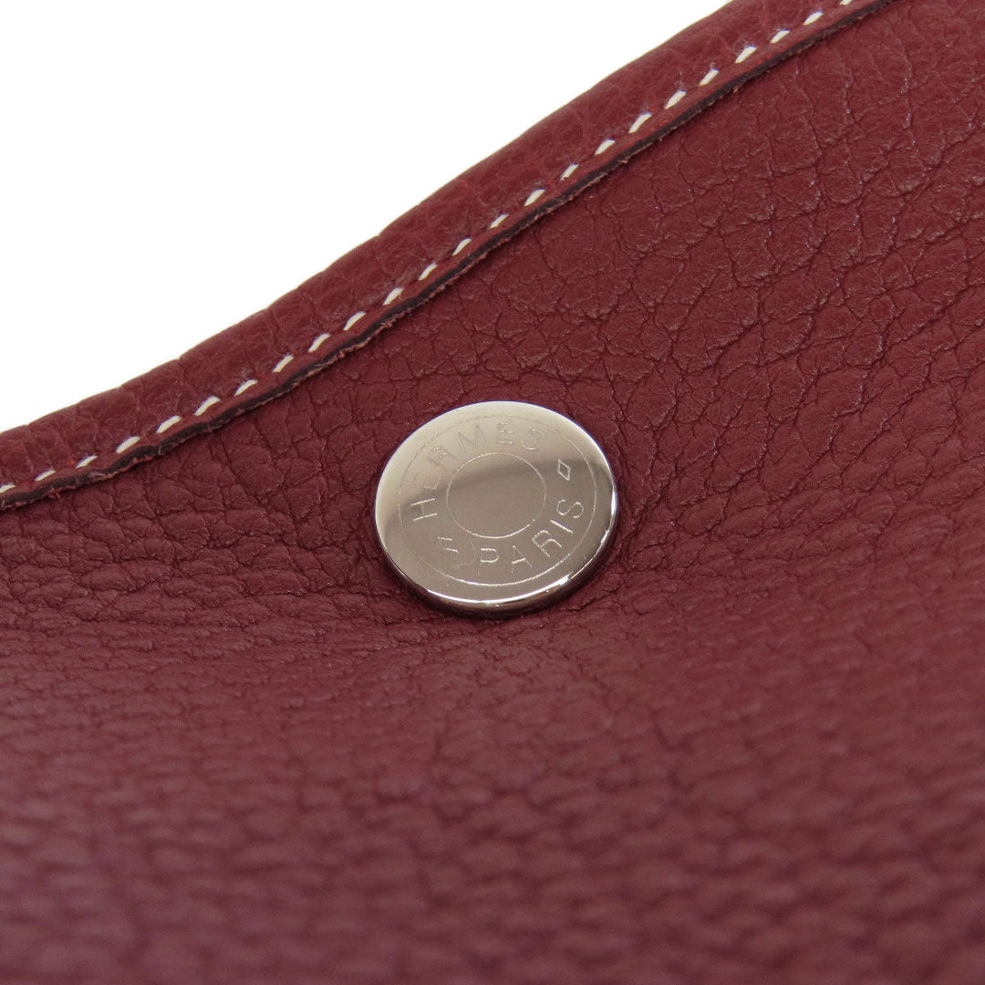HERMES Tote Bag Taurillon Clemence Red Garden Party PM SilverMetal Women Used Authentic