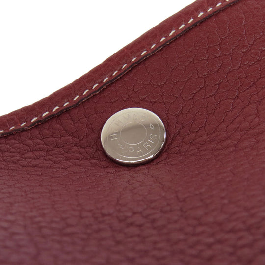 HERMES Tote Bag Taurillon Clemence Red Garden Party PM SilverMetal Women Used Authentic