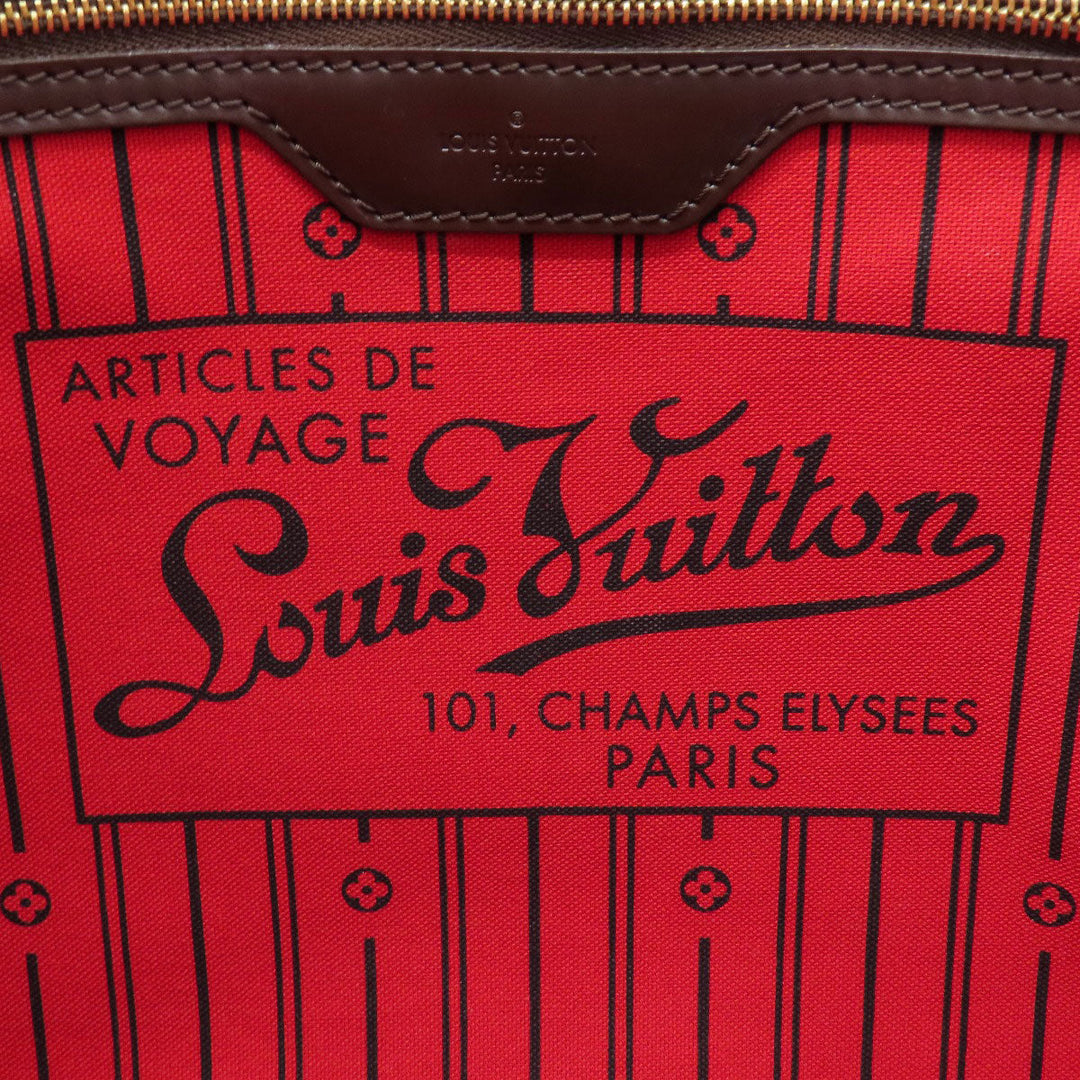 LOUIS VUITTON Tote Bag N51105 Damier canvas Brown Neverfull MM Old Women Used Authentic