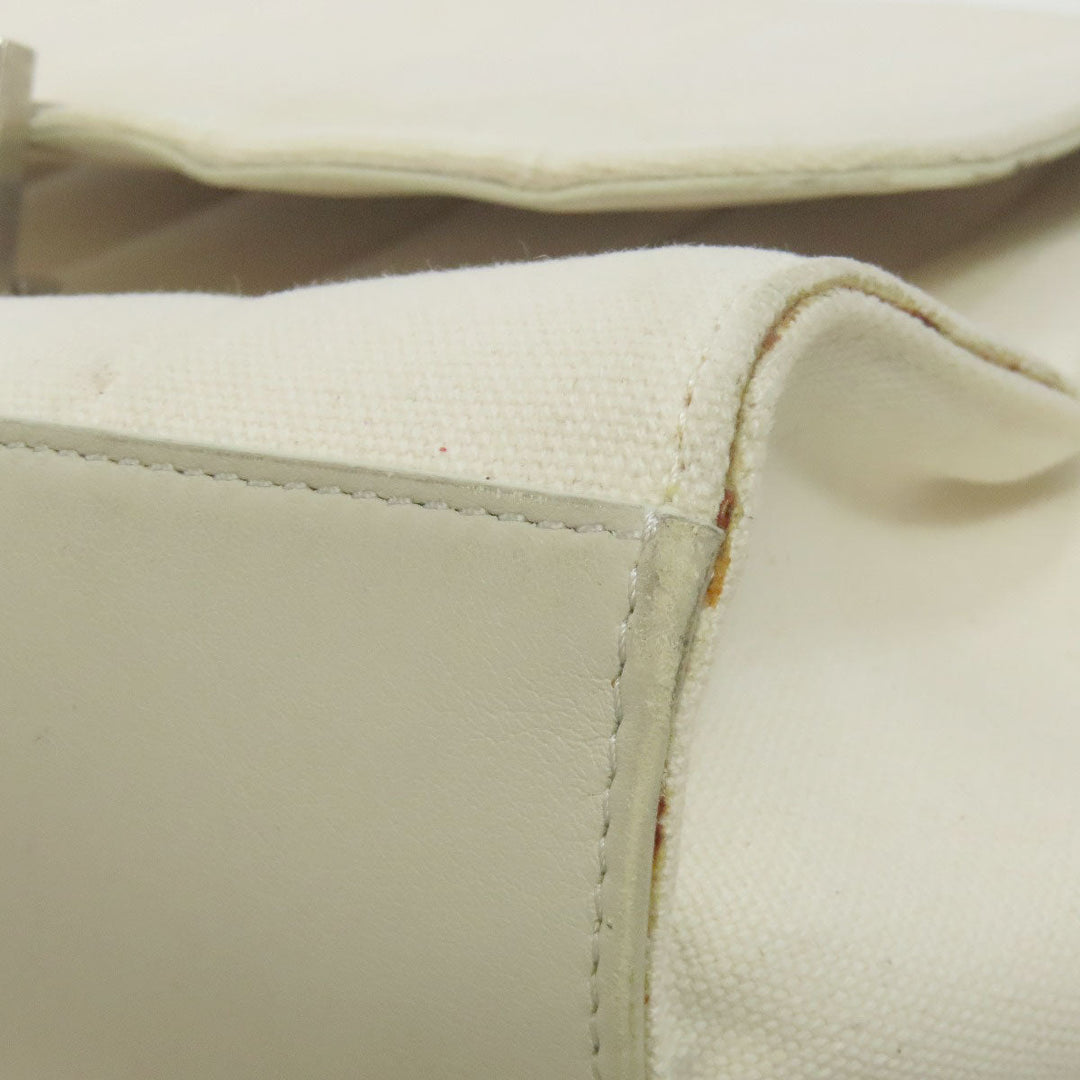 CELINE Handbag canvas white Trapeze 2WAY Women Used Authentic
