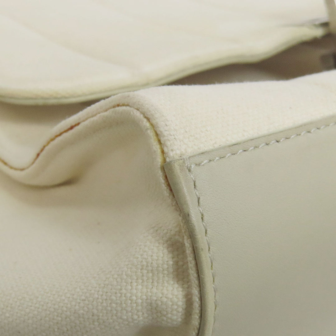 CELINE Handbag canvas white Trapeze 2WAY Women Used Authentic