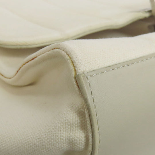 CELINE Handbag canvas white Trapeze 2WAY Women Used Authentic