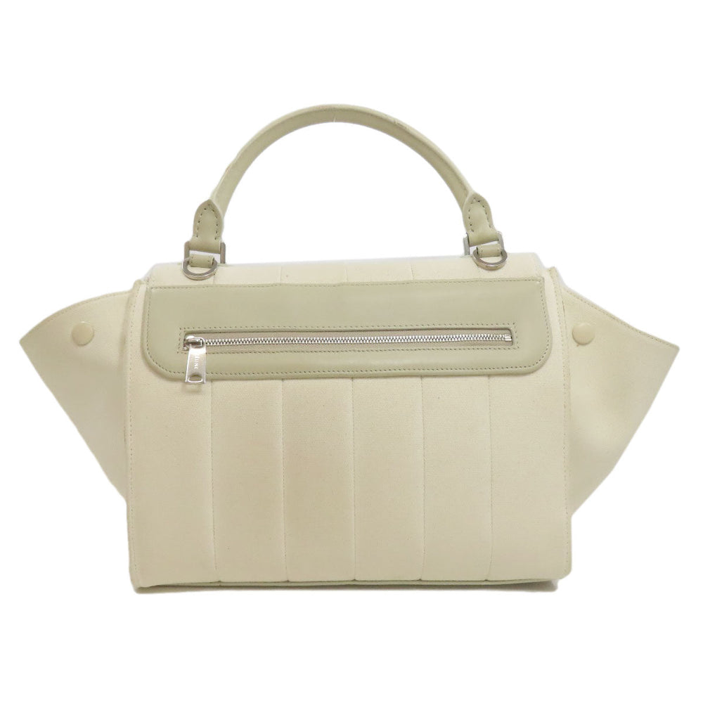 CELINE Handbag canvas white Trapeze 2WAY Women Used Authentic