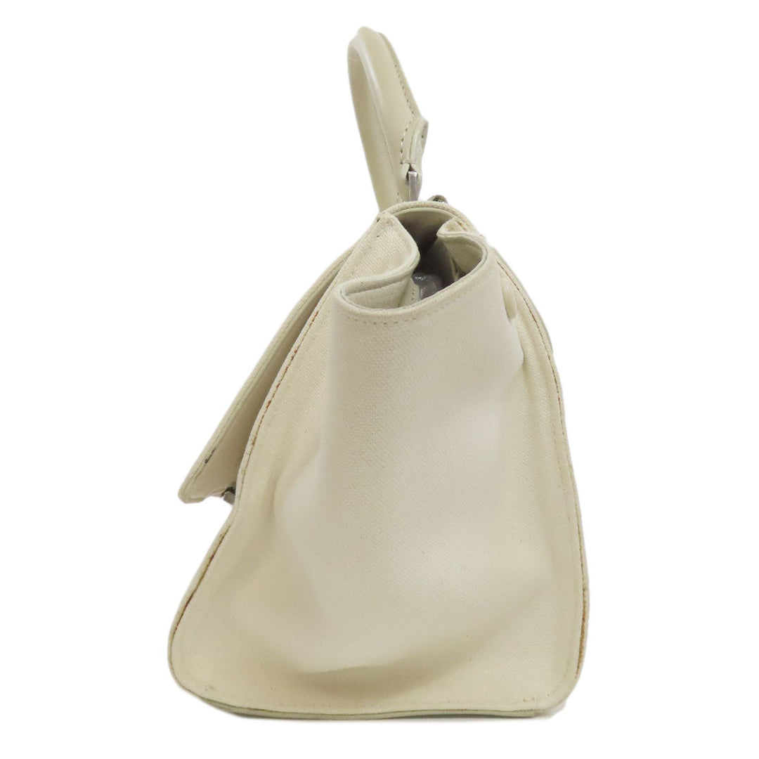 CELINE Handbag canvas white Trapeze 2WAY Women Used Authentic