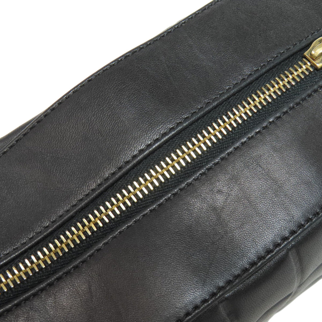 CHANEL Shoulder Bag lambskin black Chocolate Bar Gold Metal Women Used Authentic