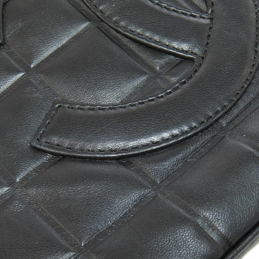 CHANEL Shoulder Bag lambskin black Chocolate Bar Gold Metal Women Used Authentic