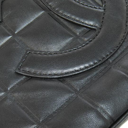 CHANEL Shoulder Bag lambskin black Chocolate Bar Gold Metal Women Used Authentic