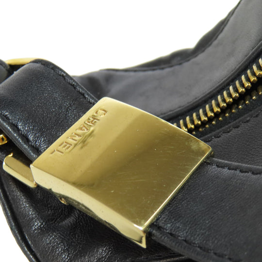 CHANEL Shoulder Bag lambskin black Chocolate Bar Gold Metal Women Used Authentic