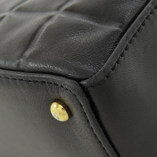 CHANEL Shoulder Bag lambskin black Chocolate Bar Gold Metal Women Used Authentic