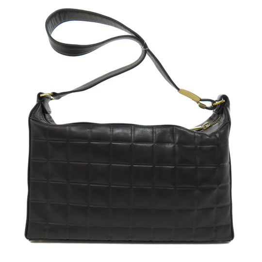 CHANEL Shoulder Bag lambskin black Chocolate Bar Gold Metal Women Used Authentic