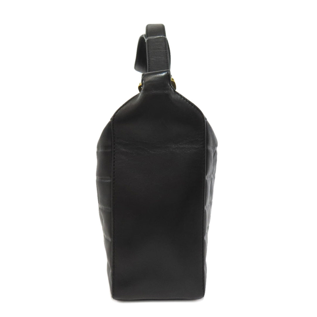 CHANEL Shoulder Bag lambskin black Chocolate Bar Gold Metal Women Used Authentic