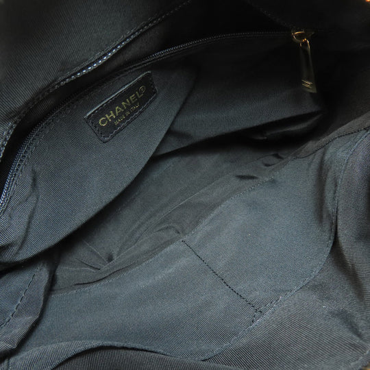 CHANEL Shoulder Bag lambskin black Chocolate Bar Gold Metal Women Used Authentic