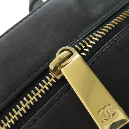 CHANEL Shoulder Bag lambskin black Chocolate Bar Gold Metal Women Used Authentic