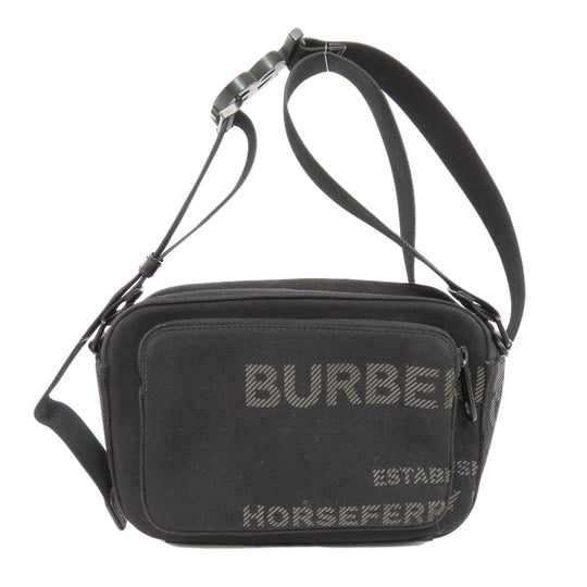 BURBERRY Shoulder Bag canvas black logo Women Used Authentic