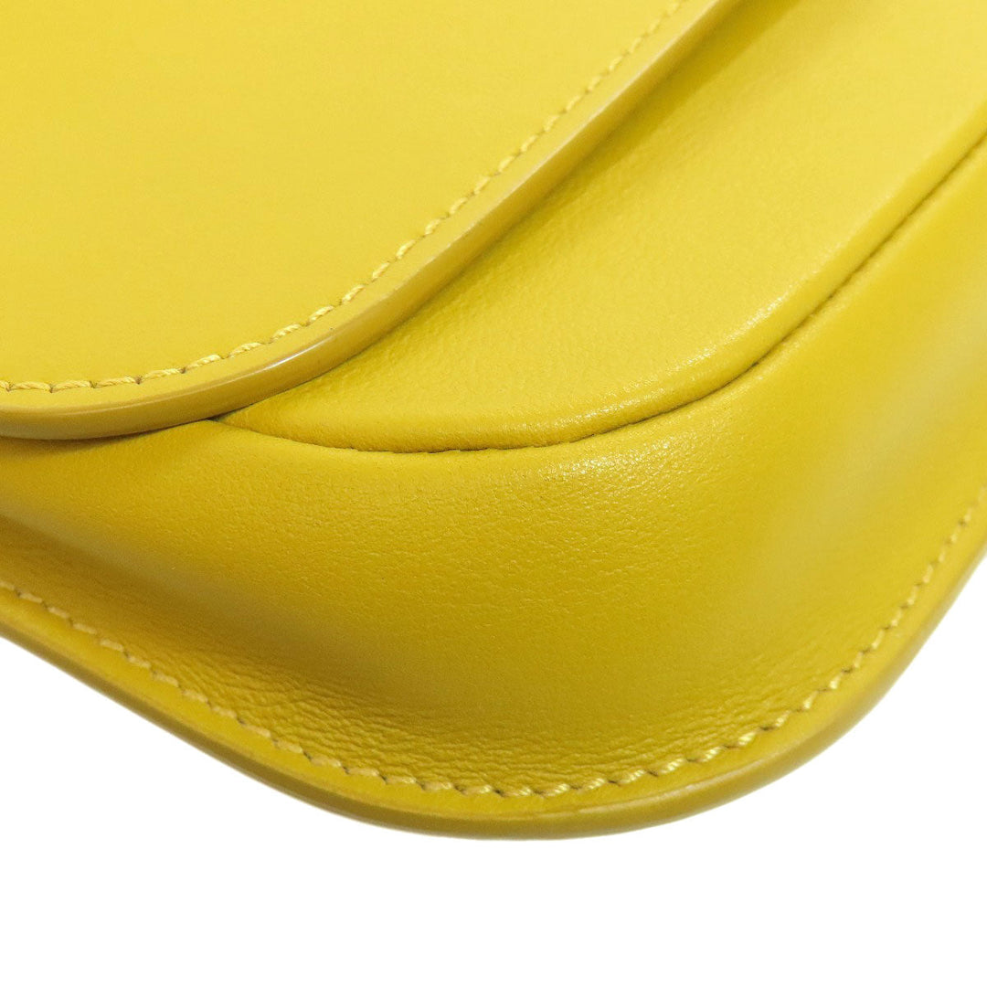 MAX MARA Shoulder Bag leather yellow logo Women Used Authentic