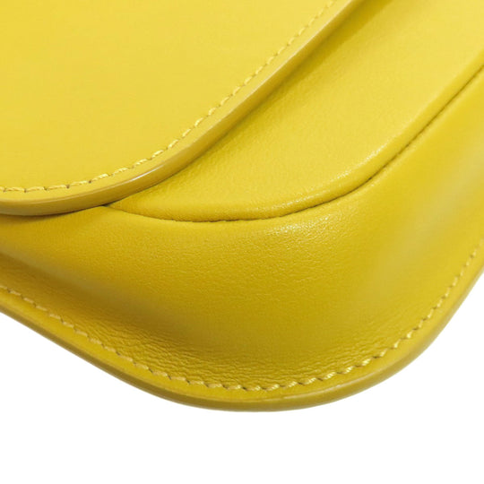 MAX MARA Shoulder Bag leather yellow logo Women Used Authentic