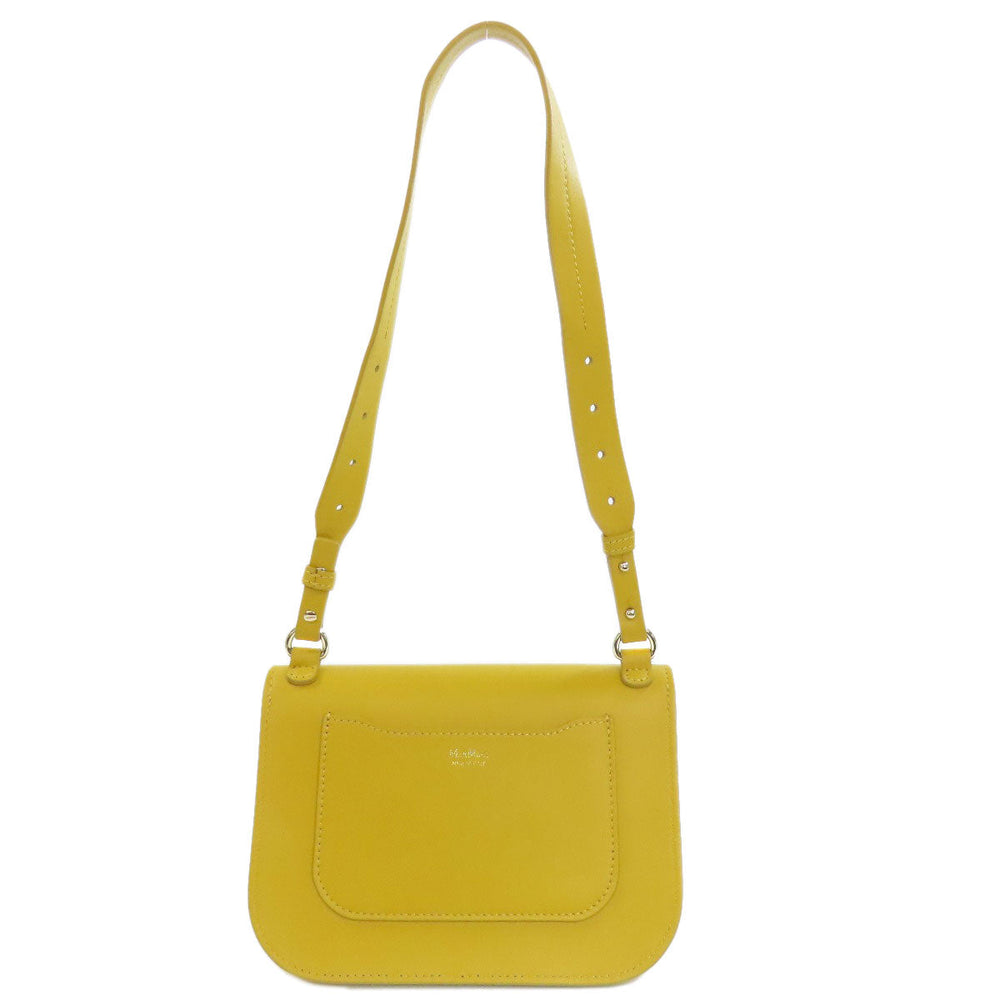 MAX MARA Shoulder Bag leather yellow logo Women Used Authentic
