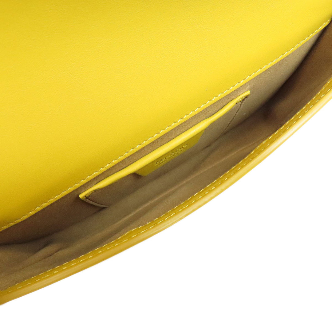 MAX MARA Shoulder Bag leather yellow logo Women Used Authentic