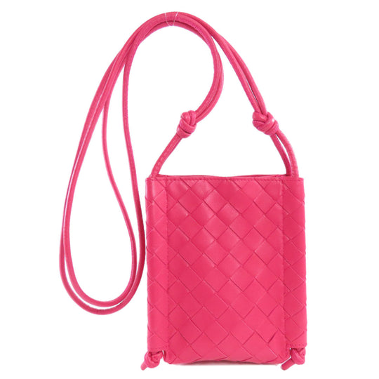BOTTEGAVENETA Shoulder Bag Calfskin pink INTRECCIATO Women Used Authentic