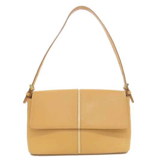 BURBERRY Shoulder Bag leather beige logo Women Used Authentic