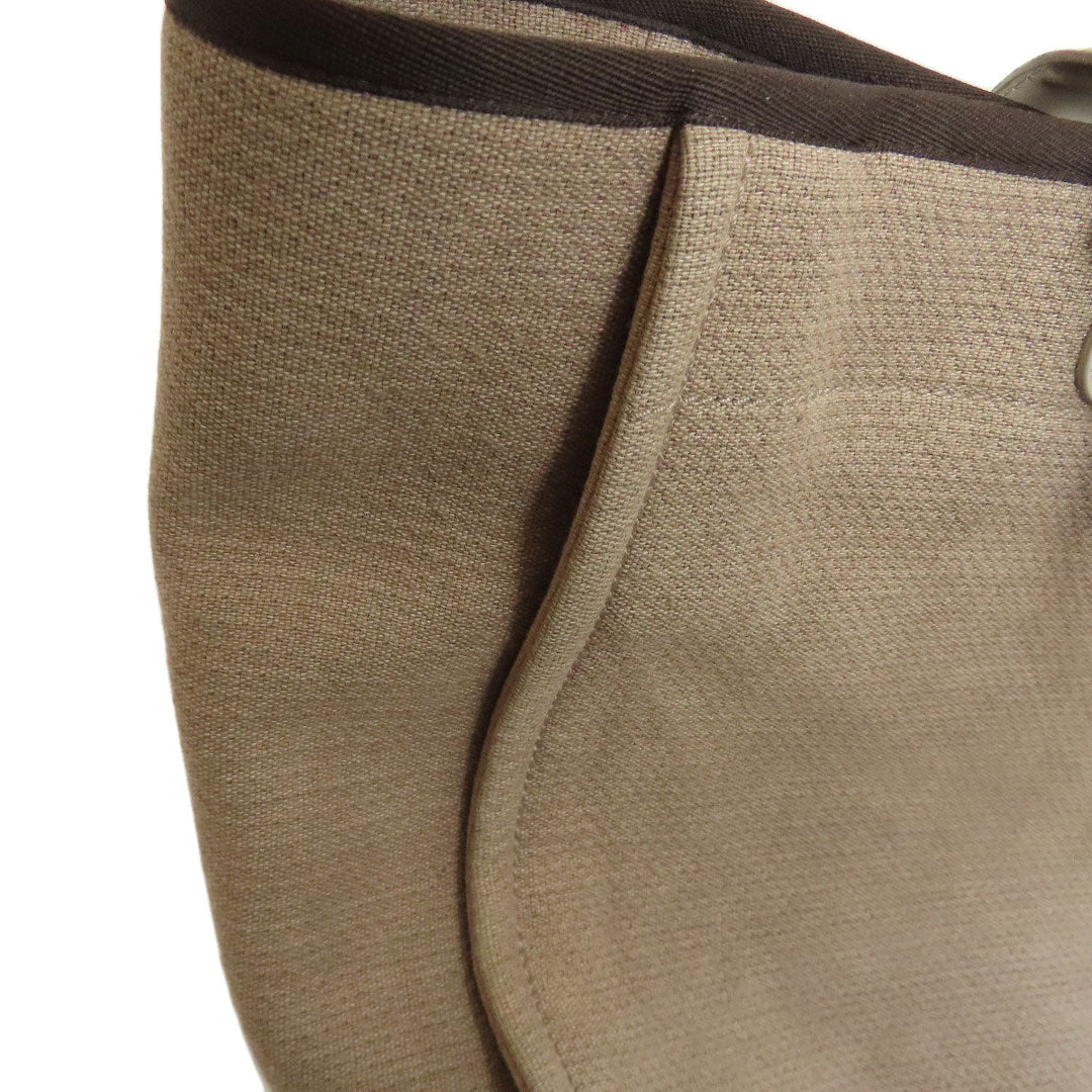 CHANEL Tote Bag canvas Brown DeauvilleGM 2WAY SilverMetal Women Used Authentic