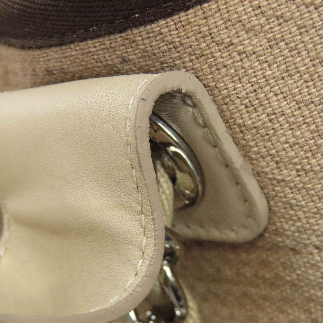 CHANEL Tote Bag canvas Brown DeauvilleGM 2WAY SilverMetal Women Used Authentic