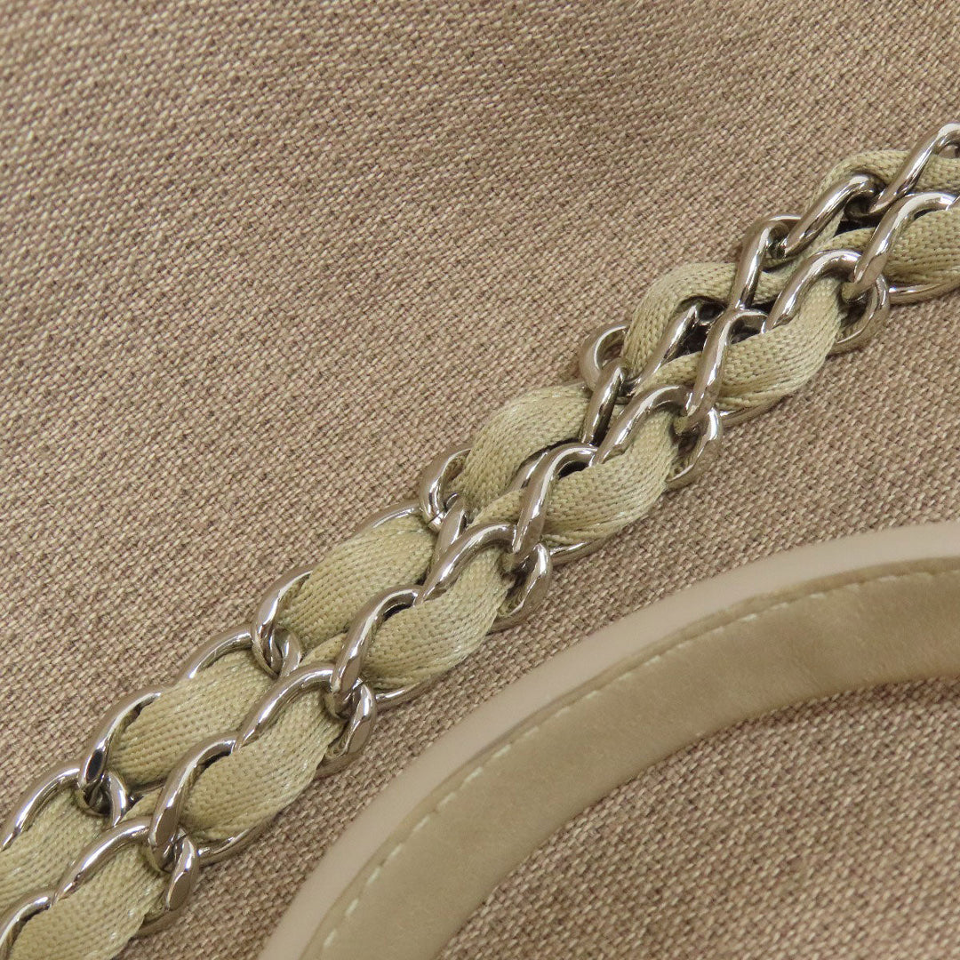 CHANEL Tote Bag canvas Brown DeauvilleGM 2WAY SilverMetal Women Used Authentic