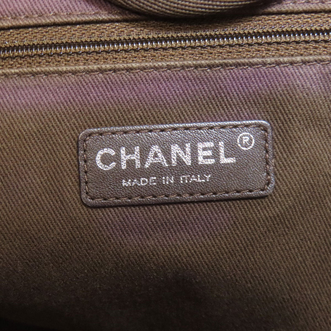 CHANEL Tote Bag canvas Brown DeauvilleGM 2WAY SilverMetal Women Used Authentic