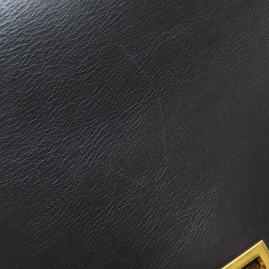 CELINE Handbag leather black Trapeze 2WAY Women Used Authentic