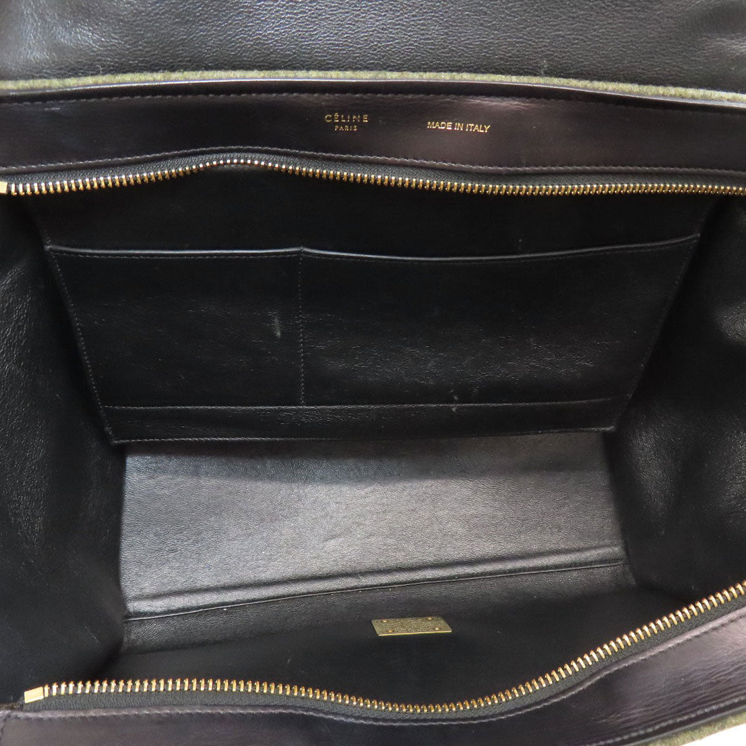 CELINE Handbag leather black Trapeze 2WAY Women Used Authentic