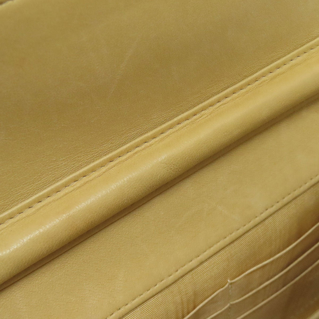 CHANEL Long Wallet Purse Grained Calfskin Skin yellow Chain Wallet COCO Mark Gold Metal