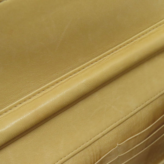 CHANEL Long Wallet Purse Grained Calfskin Skin yellow Chain Wallet COCO Mark Gold Metal