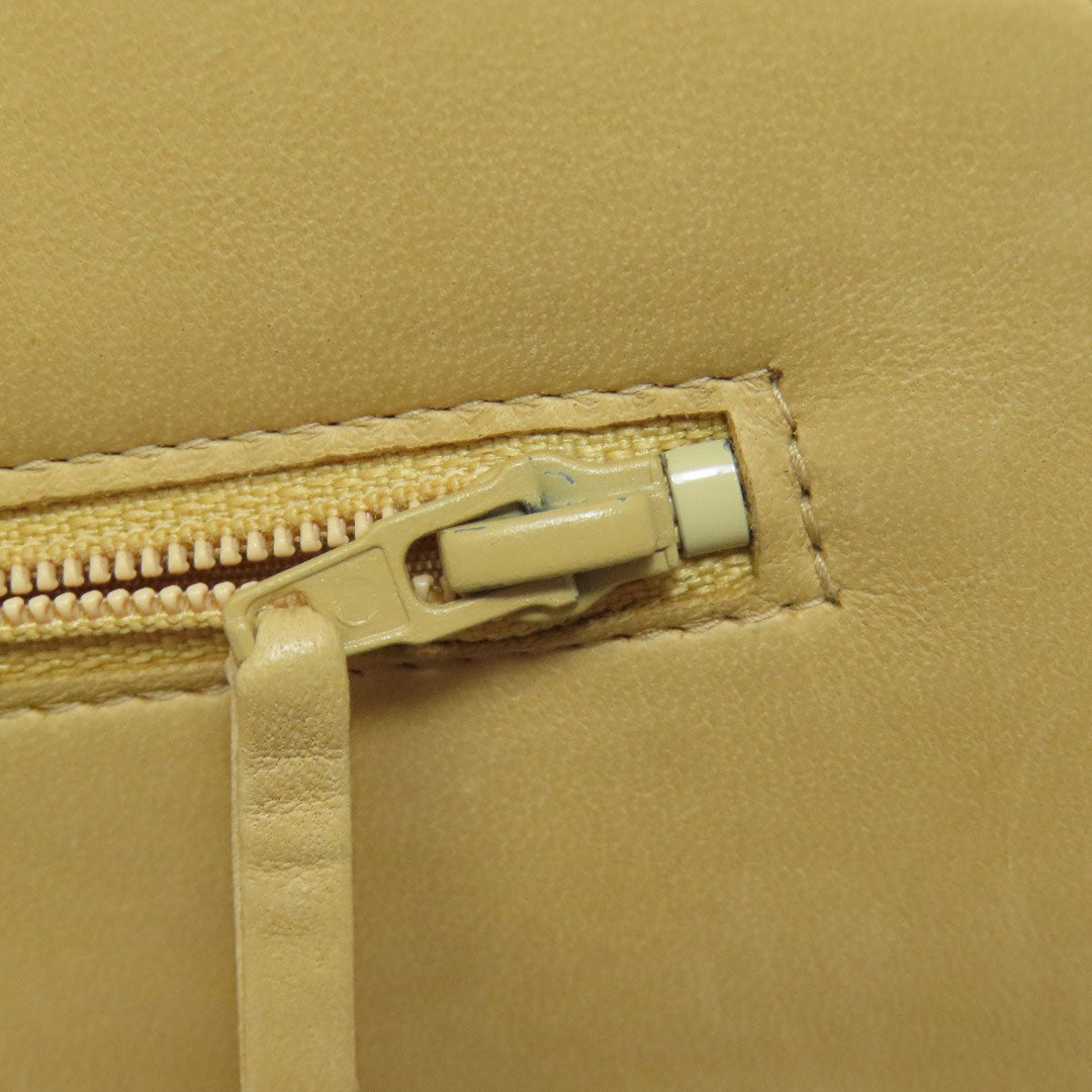 CHANEL Long Wallet Purse Grained Calfskin Skin yellow Chain Wallet COCO Mark Gold Metal