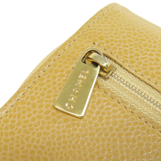 CHANEL Long Wallet Purse Grained Calfskin Skin yellow Chain Wallet COCO Mark Gold Metal