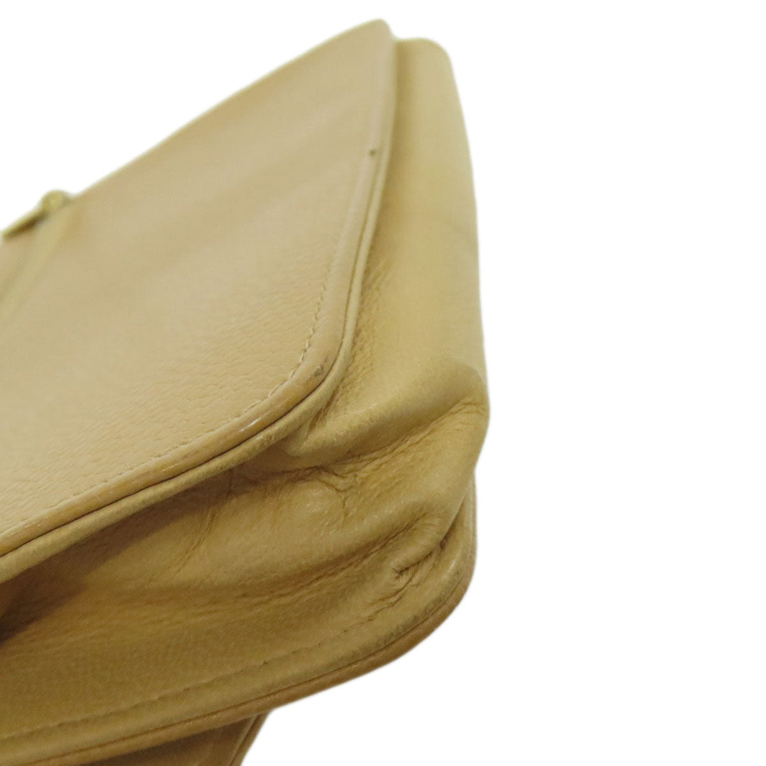 CHANEL Long Wallet Purse Grained Calfskin Skin yellow Chain Wallet COCO Mark Gold Metal