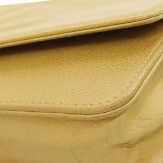 CHANEL Long Wallet Purse Grained Calfskin Skin yellow Chain Wallet COCO Mark Gold Metal