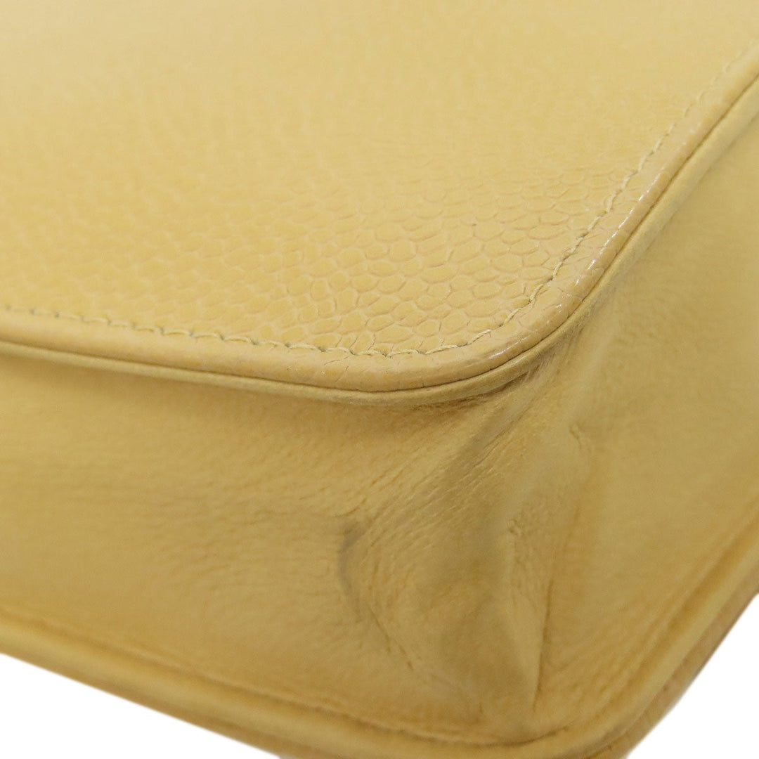 CHANEL Long Wallet Purse Grained Calfskin Skin yellow Chain Wallet COCO Mark Gold Metal