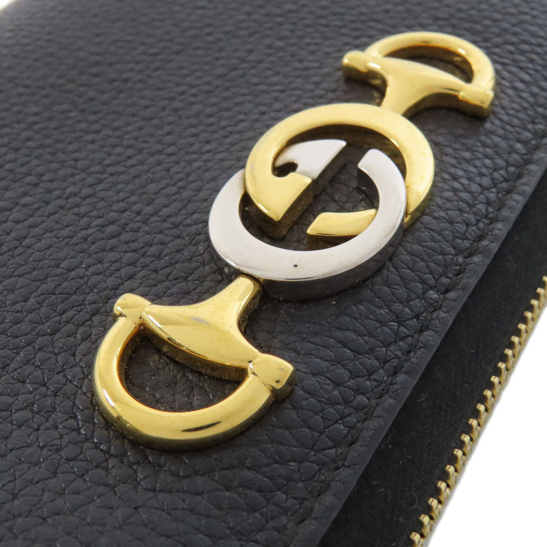 GUCCI Long Wallet Purse 570661 leather black Zumi Women Used Authentic