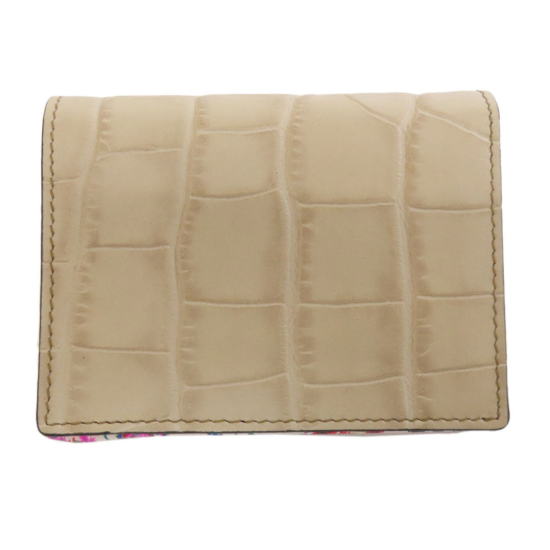 ETRO Bifold Wallet leather beige Croco embossed Women Used Authentic
