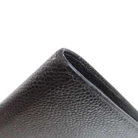 CHANEL Long Wallet Purse Grained Calfskin Skin black COCO Mark Gamaguchi Wallet Women Used Authentic