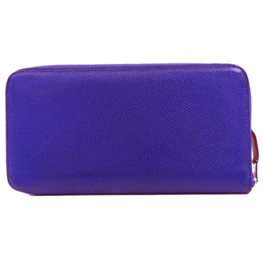 HERMES Long Wallet Purse Epsom blue Azap Silk in Long Women Used Authentic