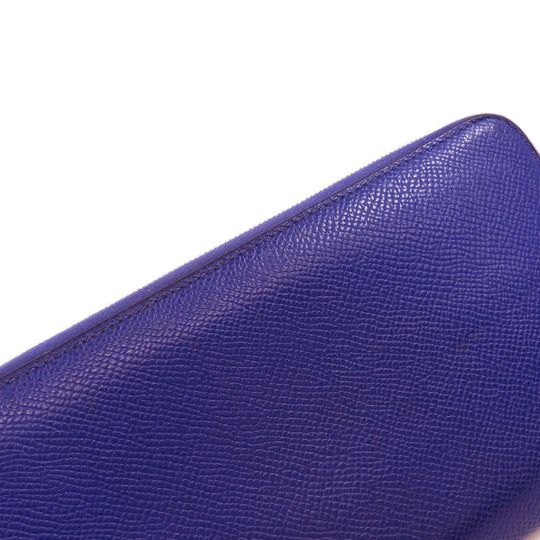 HERMES Long Wallet Purse Epsom blue Azap Silk in Long Women Used Authentic