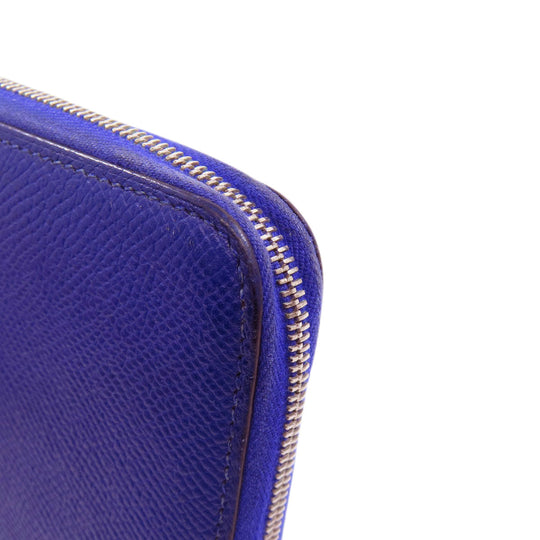 HERMES Long Wallet Purse Epsom blue Azap Silk in Long Women Used Authentic